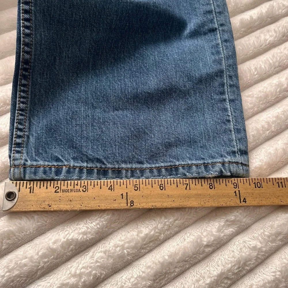 Levis 569 Loose Straight Fit Jeans Mens 38x32 Blue Dark Wash Denim distressed